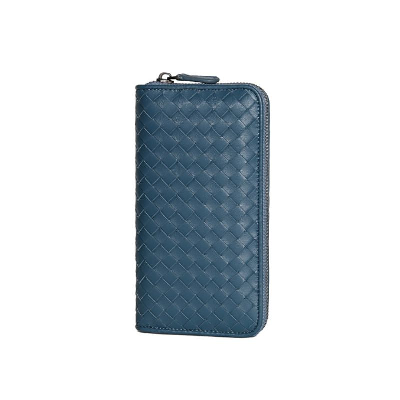 Woven Leather Long Wallet