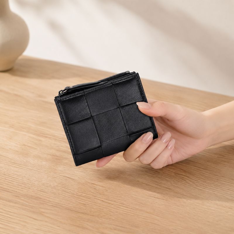 Woven Sheepskin Leather Bifold Wallet