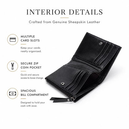 Woven Sheepskin Leather Bifold Wallet