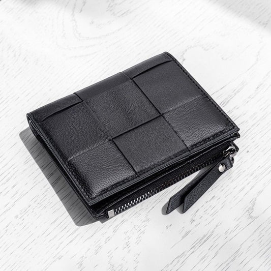 Woven Sheepskin Leather Bifold Wallet