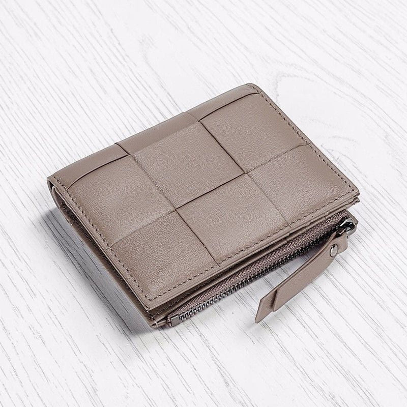 Woven Sheepskin Leather Bifold Wallet