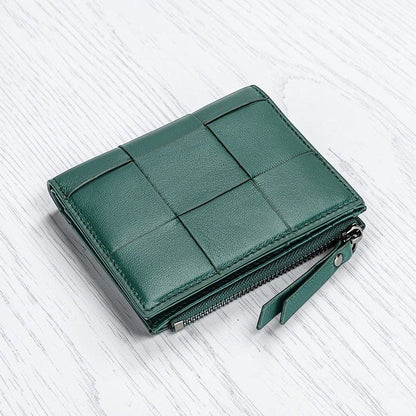 Woven Sheepskin Leather Bifold Wallet